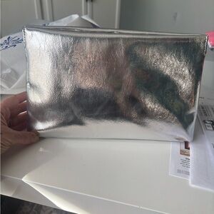 ASOS Silver Metallic Women’s Pouch Clutch - Sleek Evening Bag